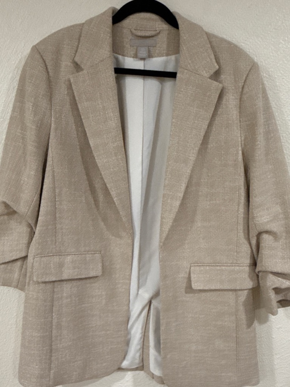 H&M Light Beige Textured Blazer - Women’s Blazer Jacket